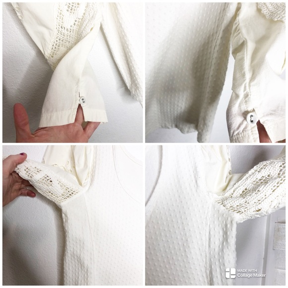 Free People Brunch Date Top 3/4 Lace Puff Sleeve Blouse Size Medium Revolve - Picture 12 of 16